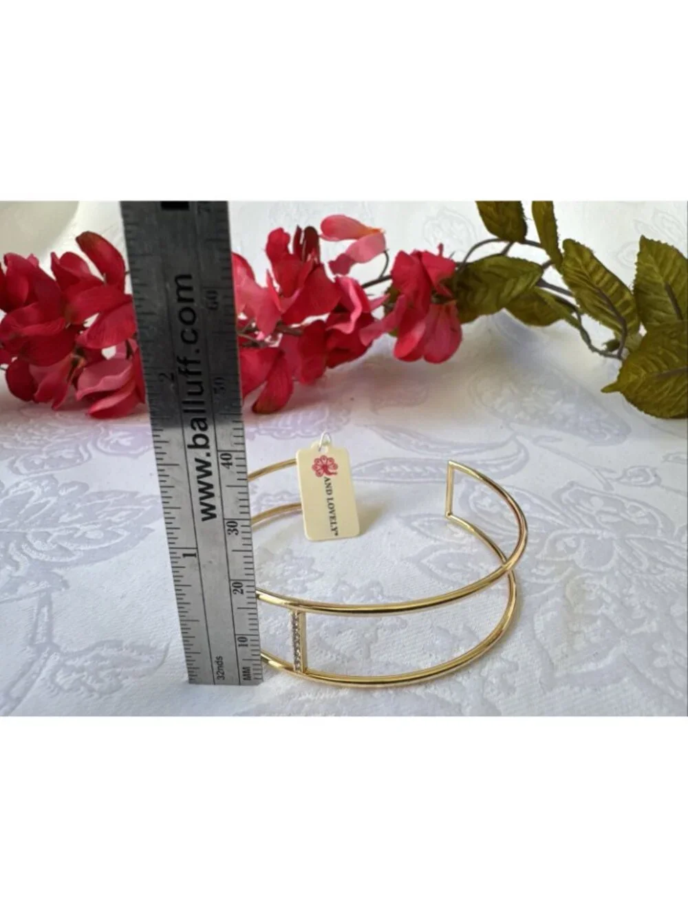 And Lovely Bracelet Women's Goldtone Cuff Thin Open Rhinestone Dainty NEW
